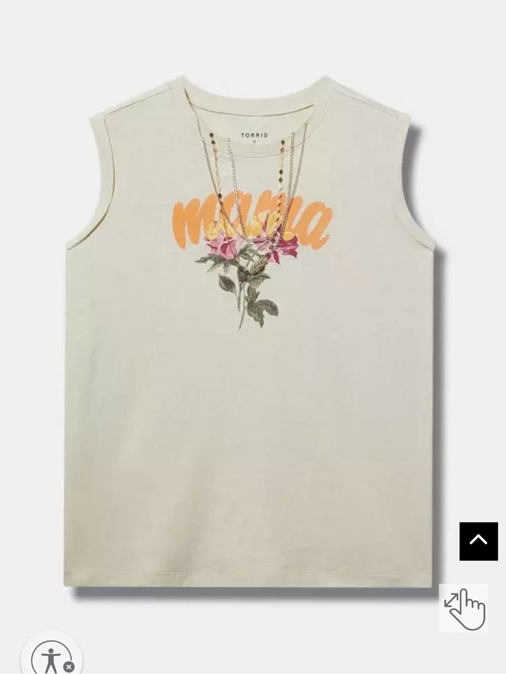 NWT 2X torrid Cream “Mama” Muscle Tank with Orange Script and Pink Floral